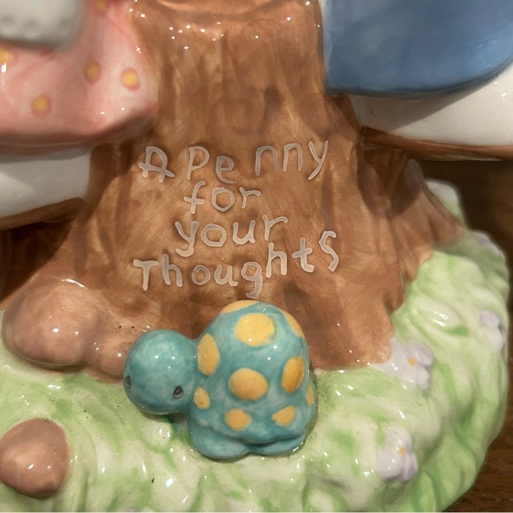 Precious Moments “Penny for Your Thoughts” Boy and Girl Ceramic Figurine Bank - Picture 3 of 5